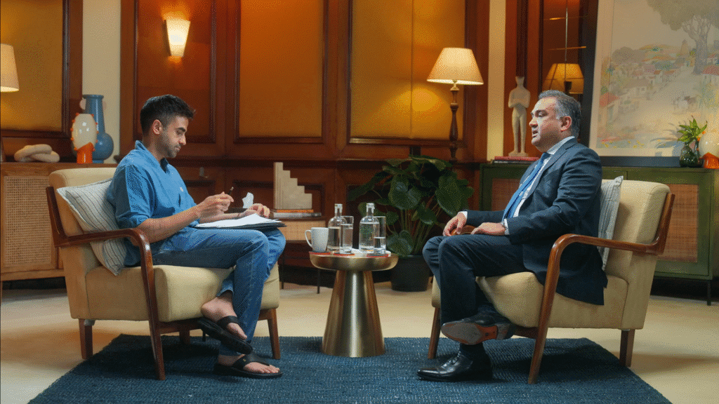 Zerodha's founder Nikhil Kamath doing podcast with Youtube's CEO Neel Mohan