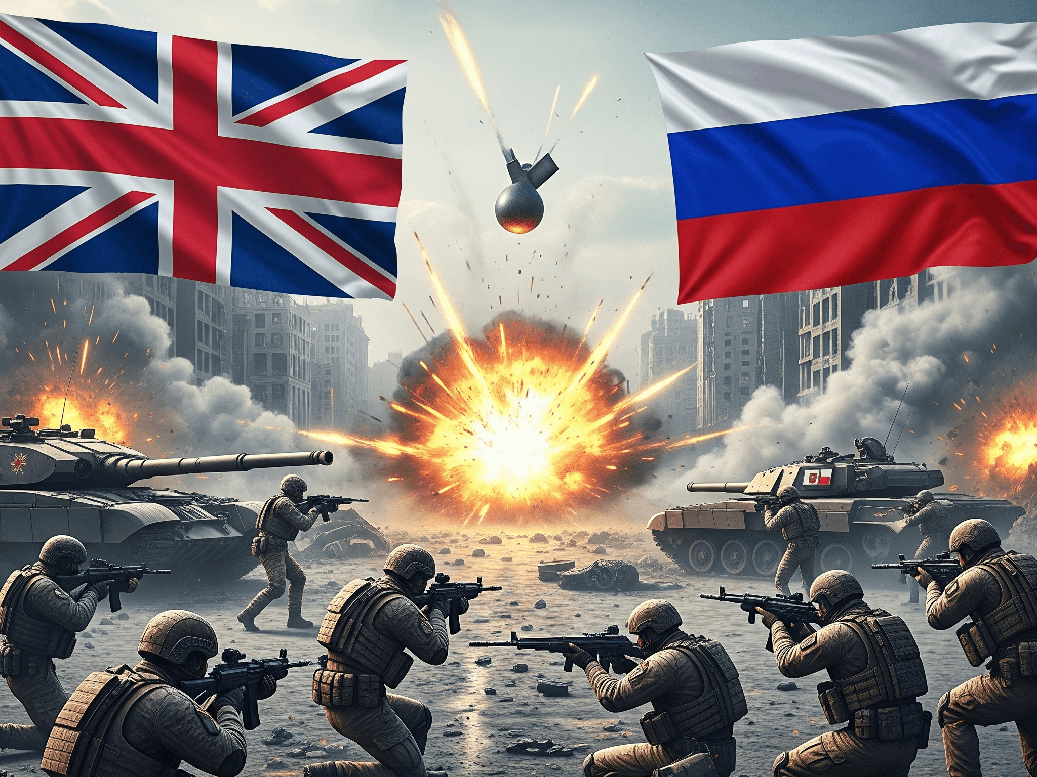 Fictional AI generated image to describe Russia UK war tensions